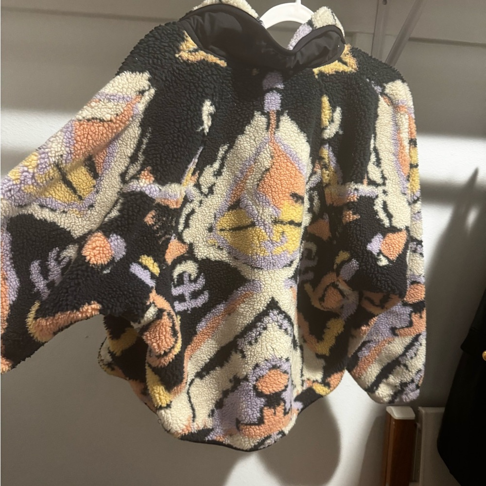 Free people Colorful Patterned Fleece Poncho